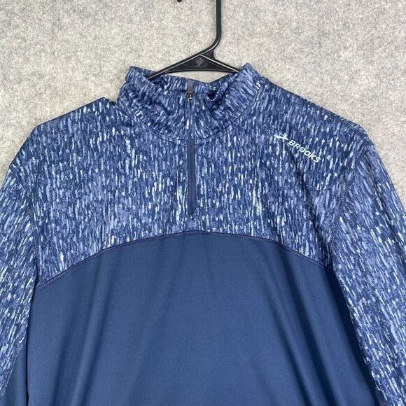 Brooks Dash 1/2 Zip Running Top Adult Size Small Blue All Over Print - Picture 2 of 9